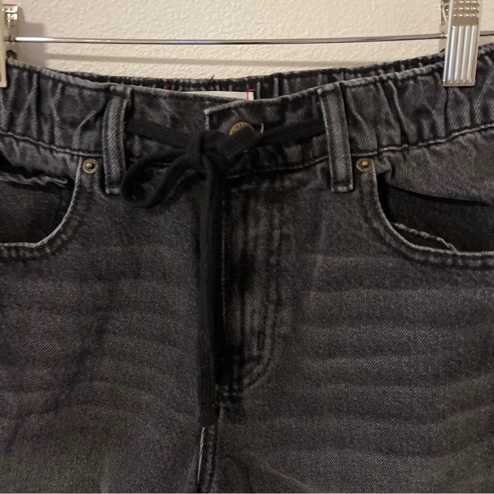 Urban Outfitters High Rise Cutoff Long Shorts Drawstring Black Cotton Denim-S